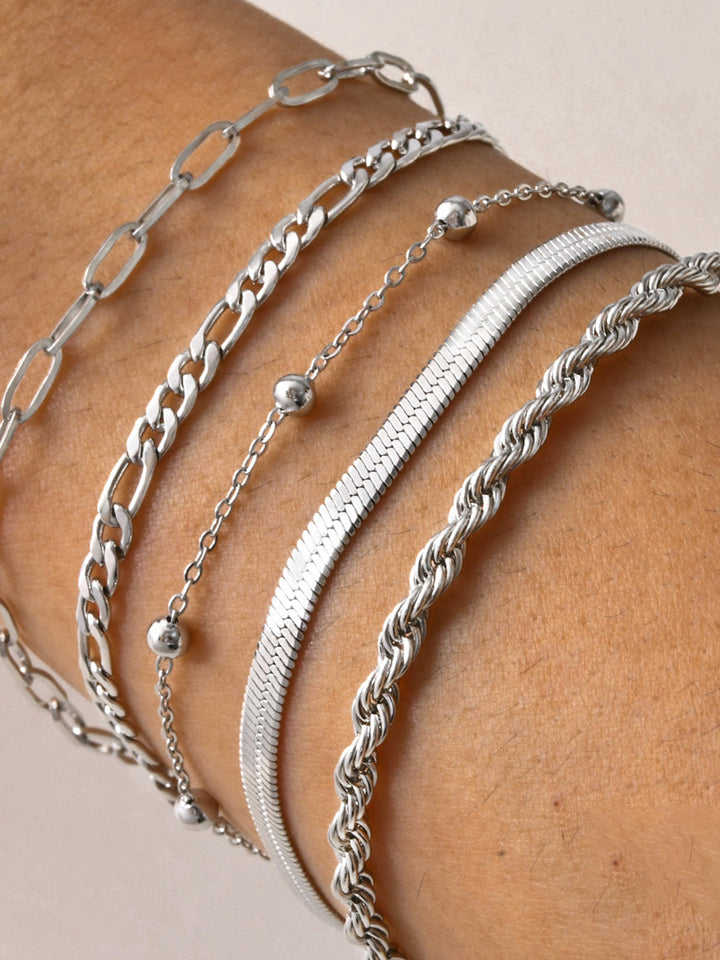 Damen Armbandset Titanstahl Geometrisch Verstellbar – Elegantes 5er-Set 3