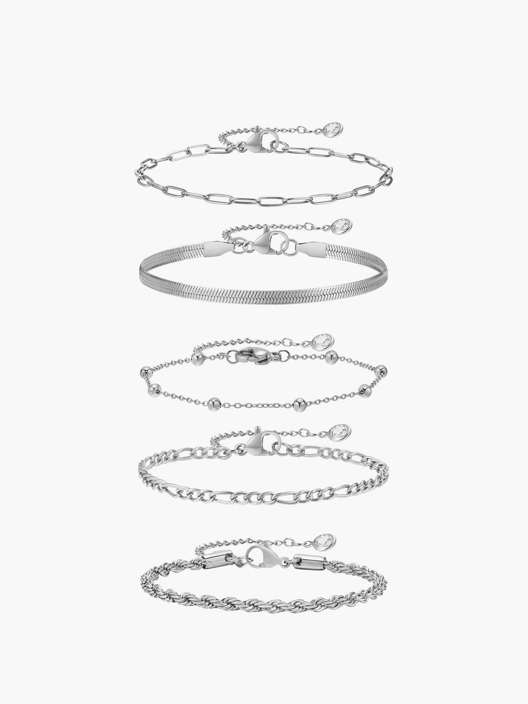 Damen Armbandset Titanstahl Geometrisch Verstellbar – Elegantes 5er-Set 4
