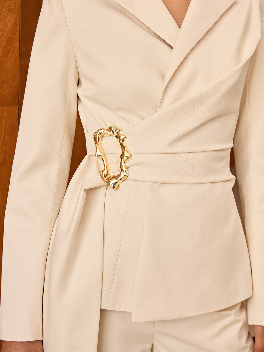 Women's Blazer Asymmetrical – Woven Fabric, Cotton Blend, Elegant Cut