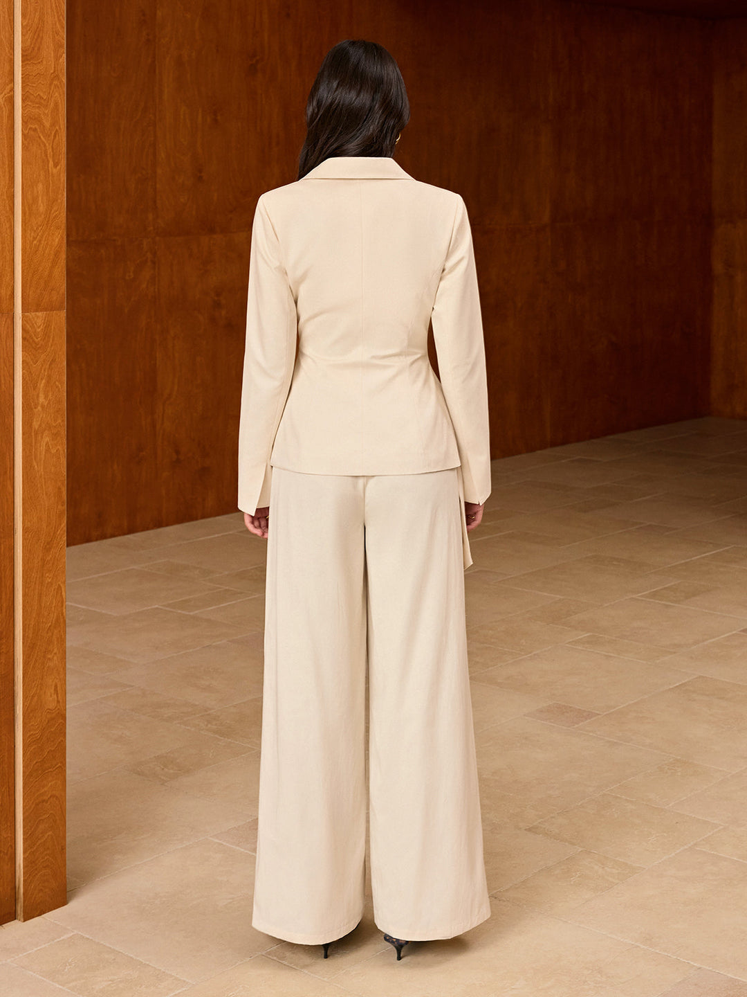 Women's Blazer Asymmetrical – Woven Fabric, Cotton Blend, Elegant Cut