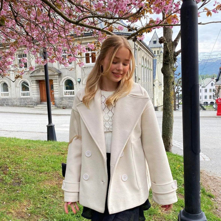 Women's Blazer Cotton Modern Oversized Jacket with Wide Lapel