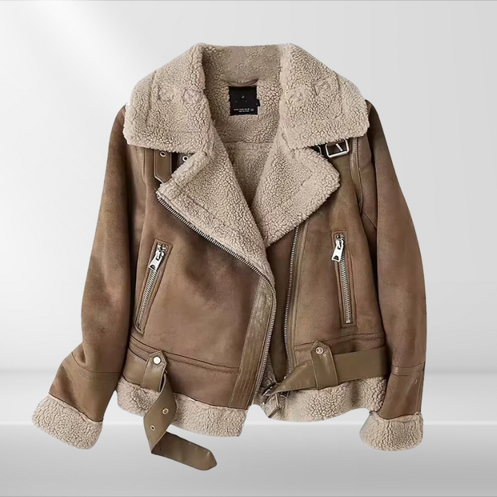 Women's bomber jacket fleece sherpa style fashionable casual