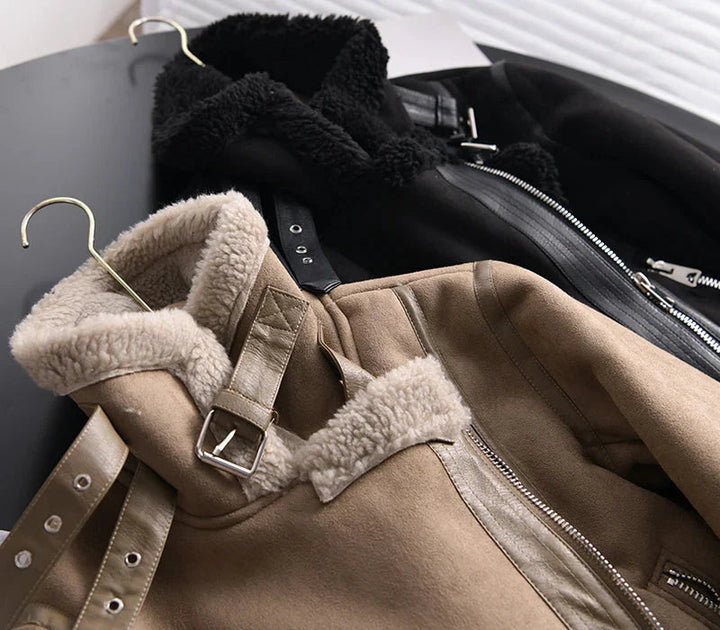 Women's bomber jacket fleece sherpa style fashionable casual