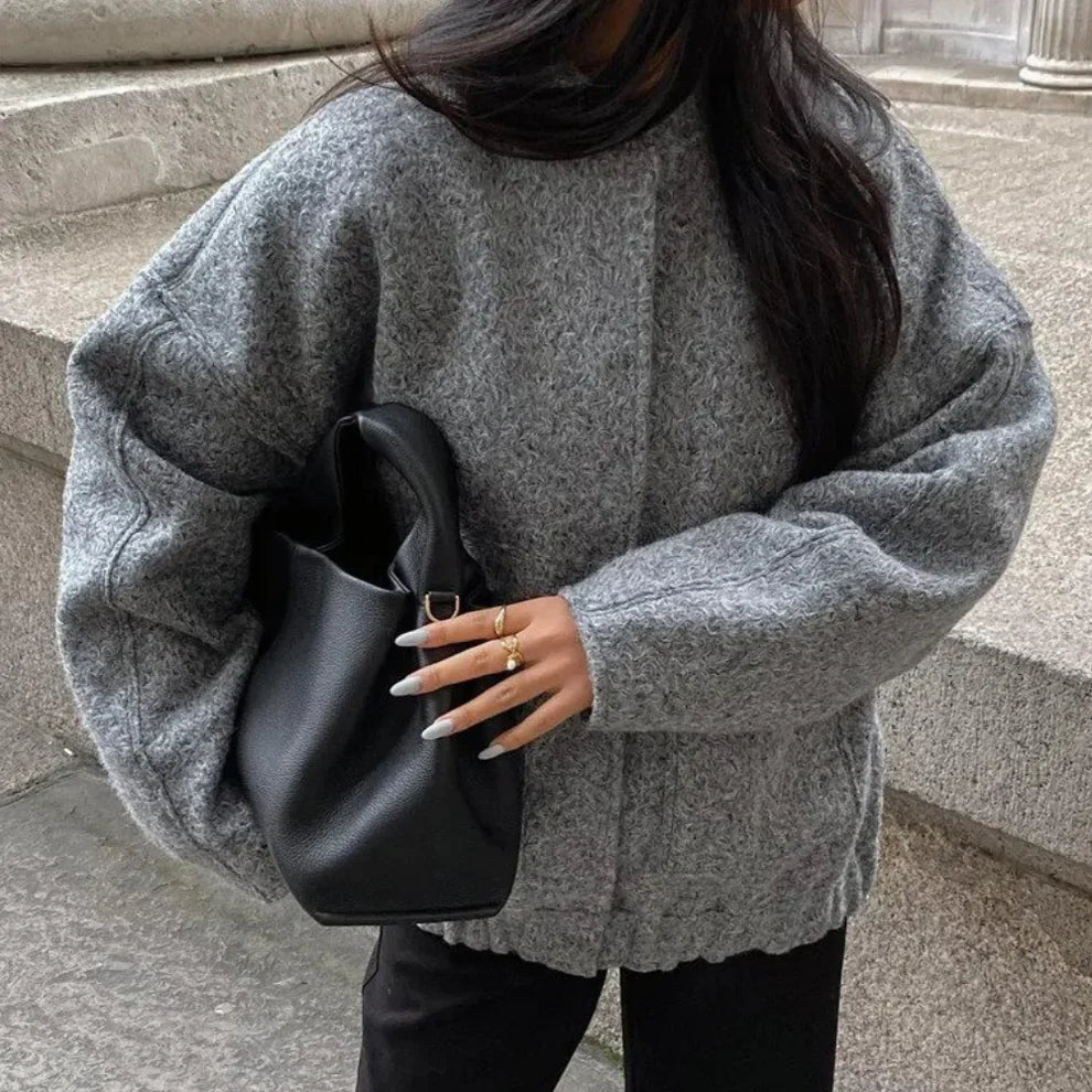 Damen Bomberjacke Oversized Stil Weiches Material Trendige Passform