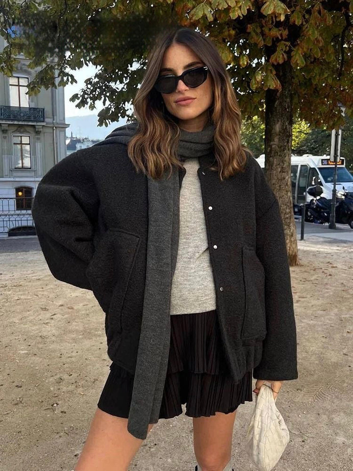 Damen Bomberjacke Oversized Stil Weiches Material Trendige Passform