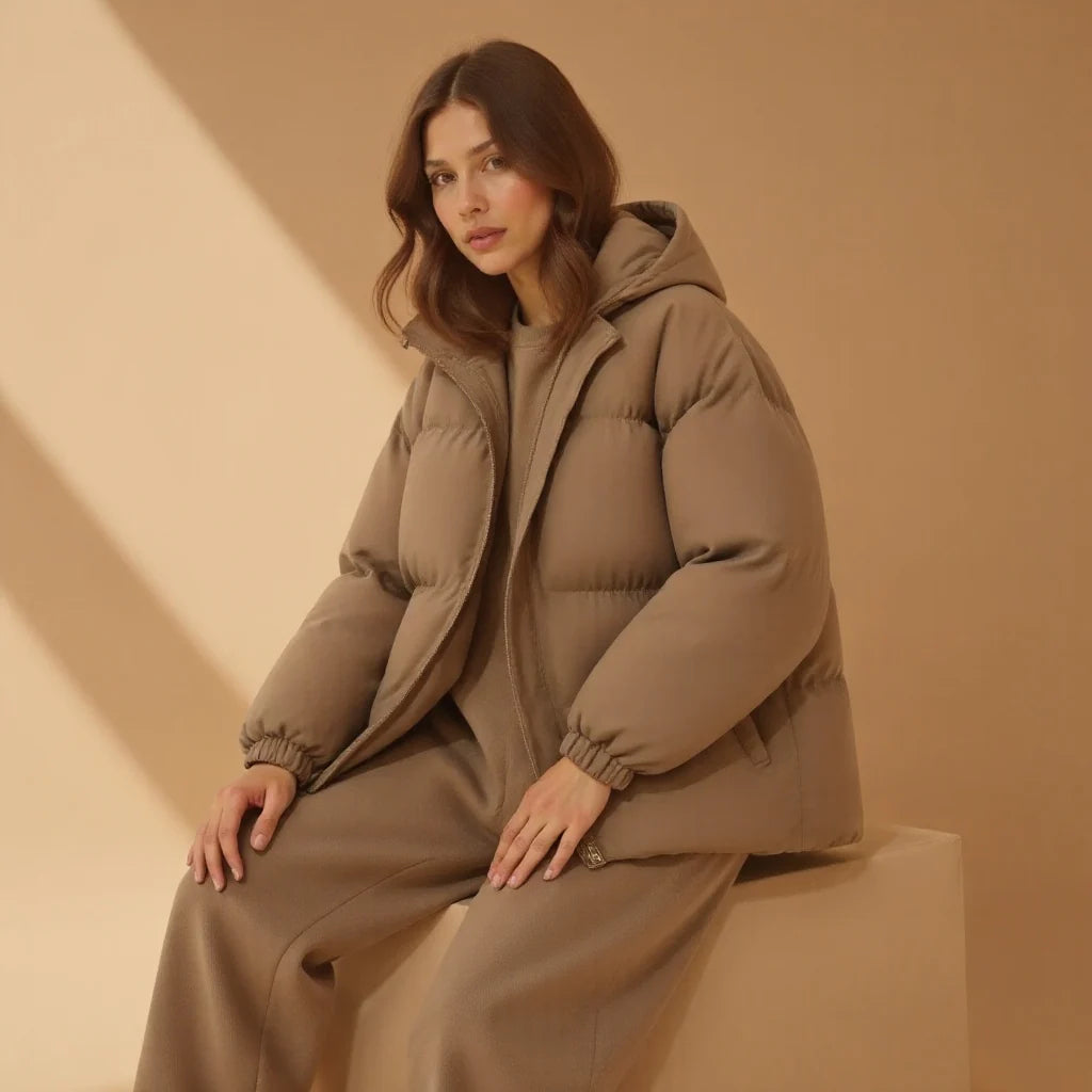 Damen Bomberjacke mit Kapuze Hochwertiger Stoff Stilvolles Design