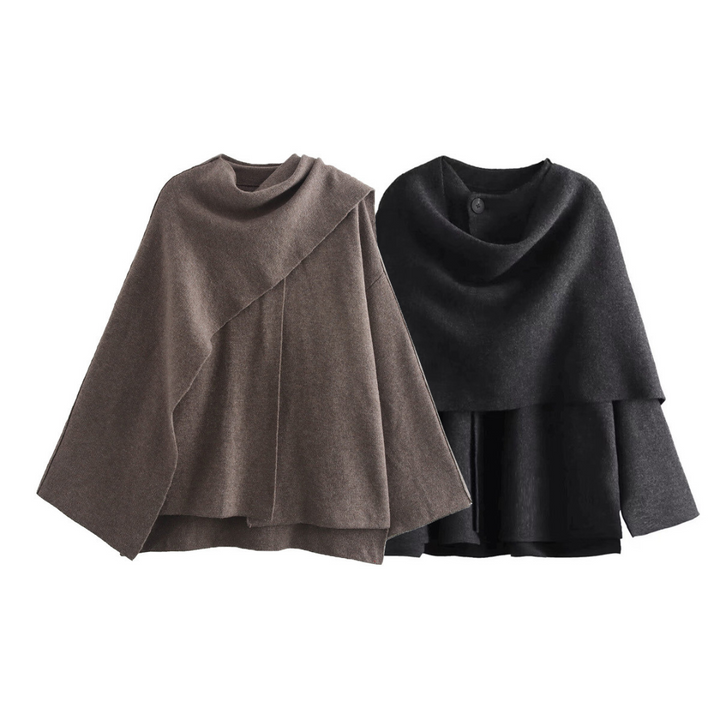 Cape manteau pour femmes en tissu doux avec design asymétrique