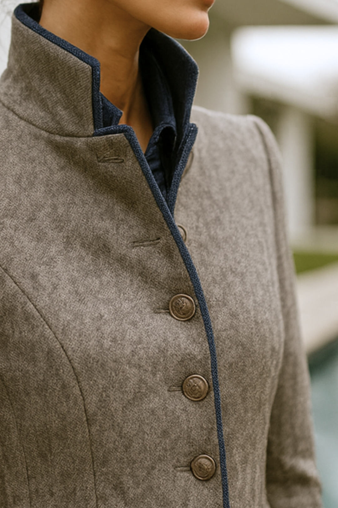 Damen Cardigan Baumwolle Hoher Kragen Elegant 2