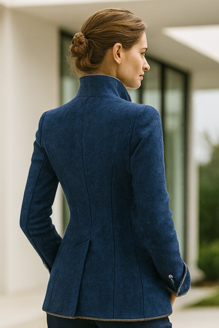 Damen Cardigan Baumwolle Hoher Kragen Elegant 4