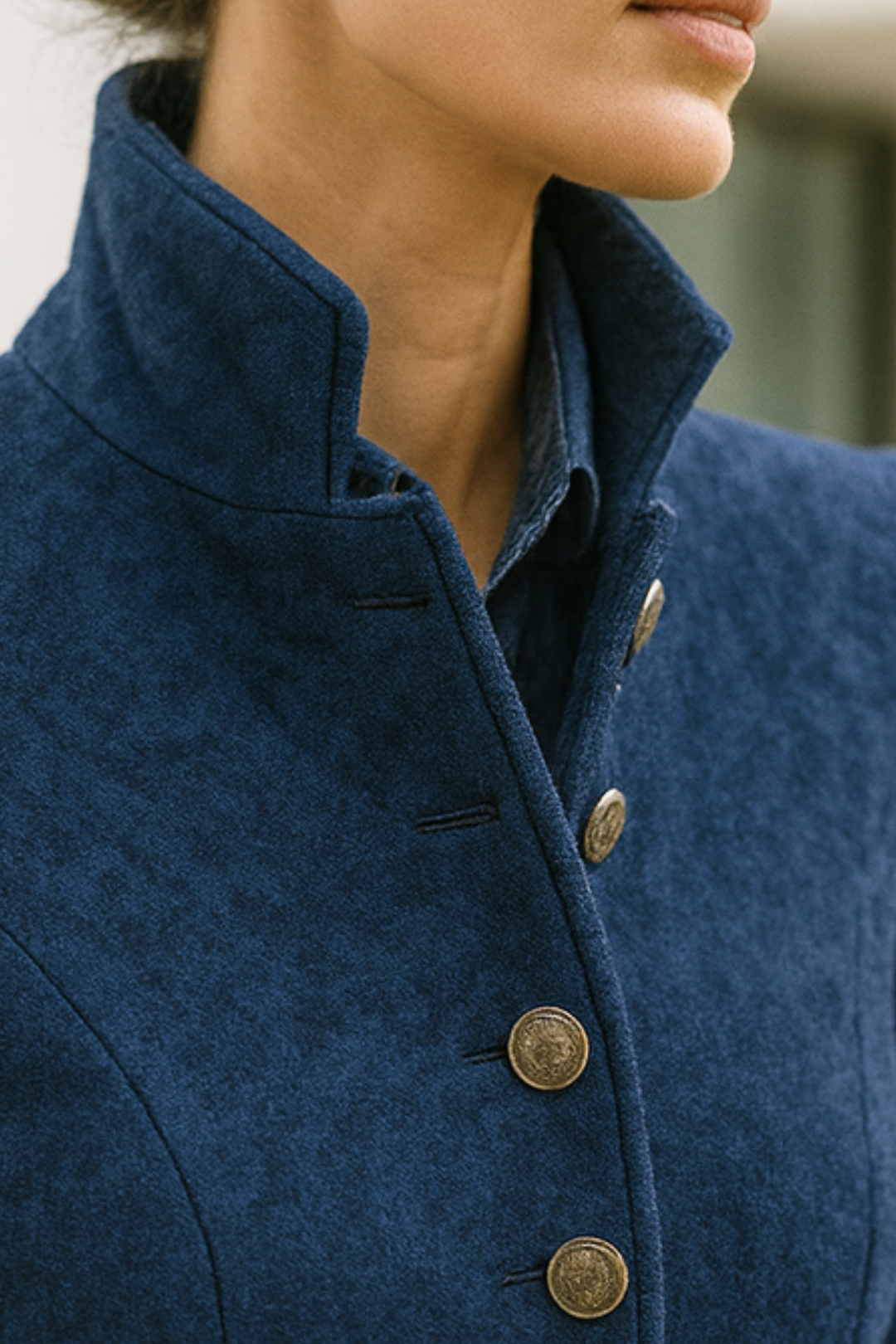 Damen Cardigan Baumwolle Hoher Kragen Elegant 5