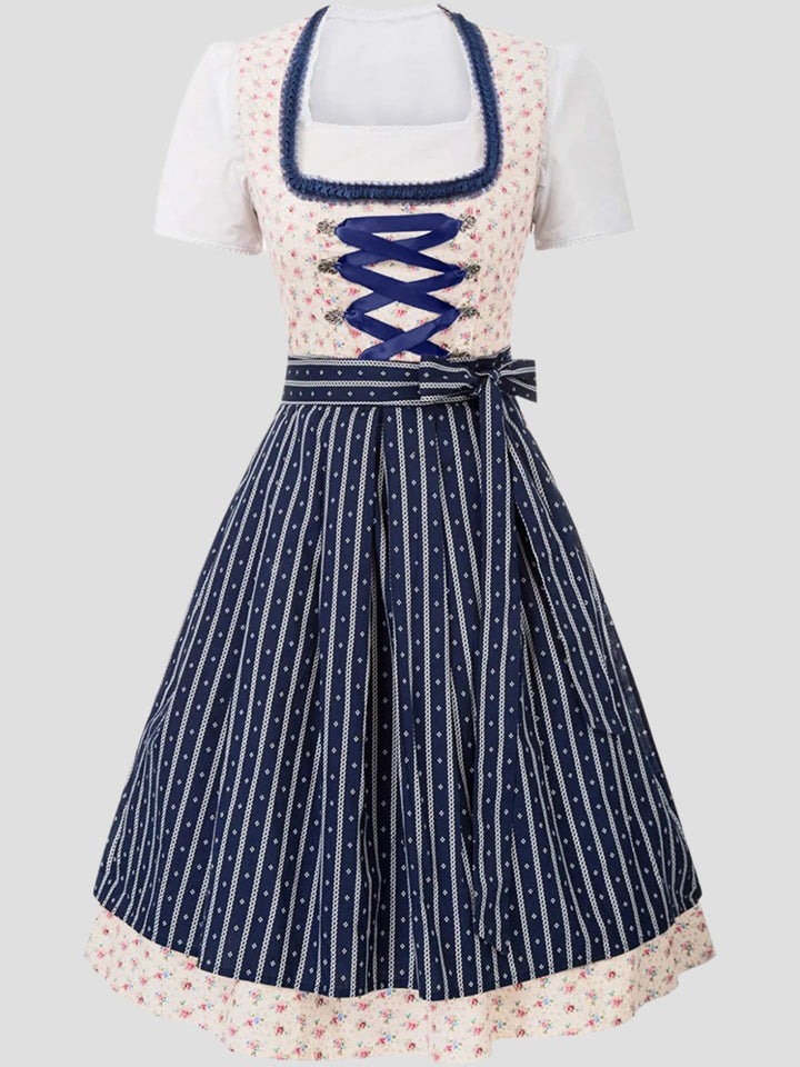 Women's Dirndl Floral Fabric Heart-Shaped Neckline Traditional Costume Fashion