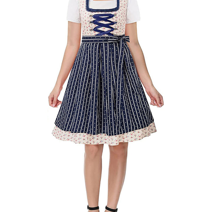 Women's Dirndl Floral Fabric Heart-Shaped Neckline Traditional Costume Fashion