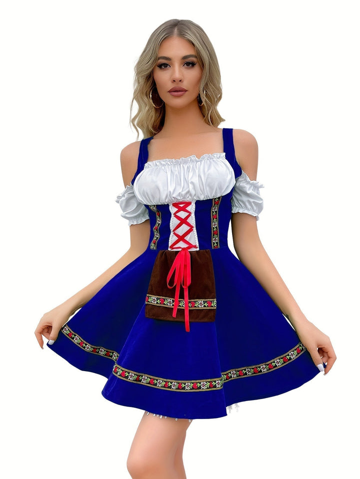Women's Dirndl Dress Cotton Off-Shoulder Festive Wedding Guest