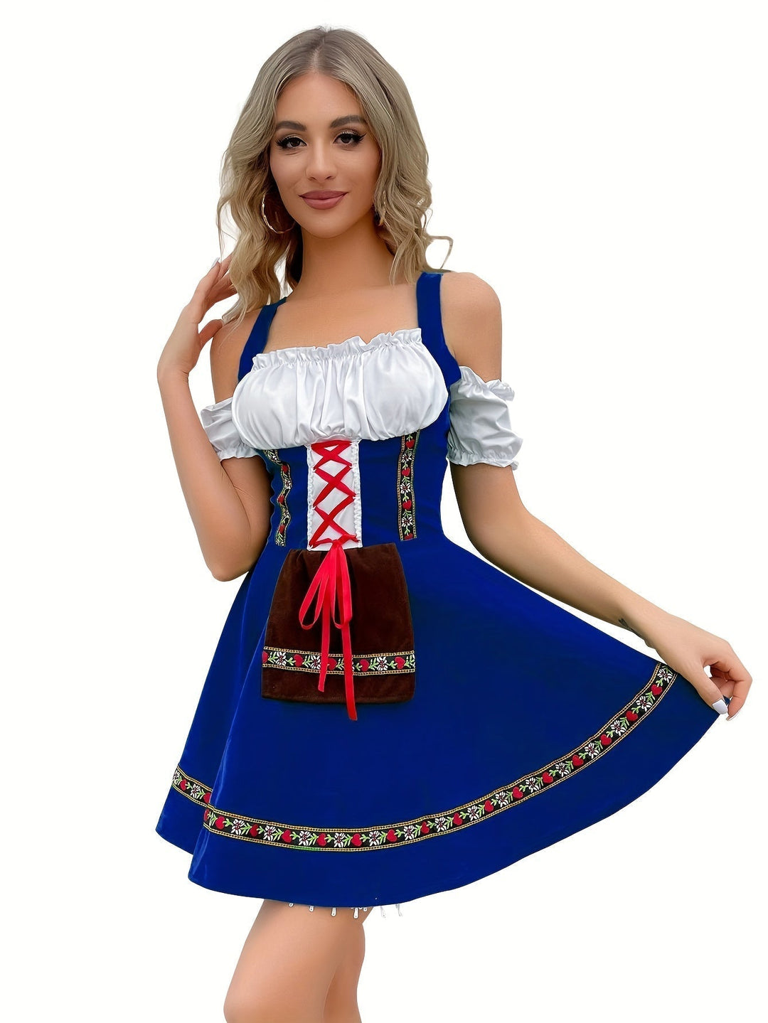 Women's Dirndl Dress Cotton Off-Shoulder Festive Wedding Guest