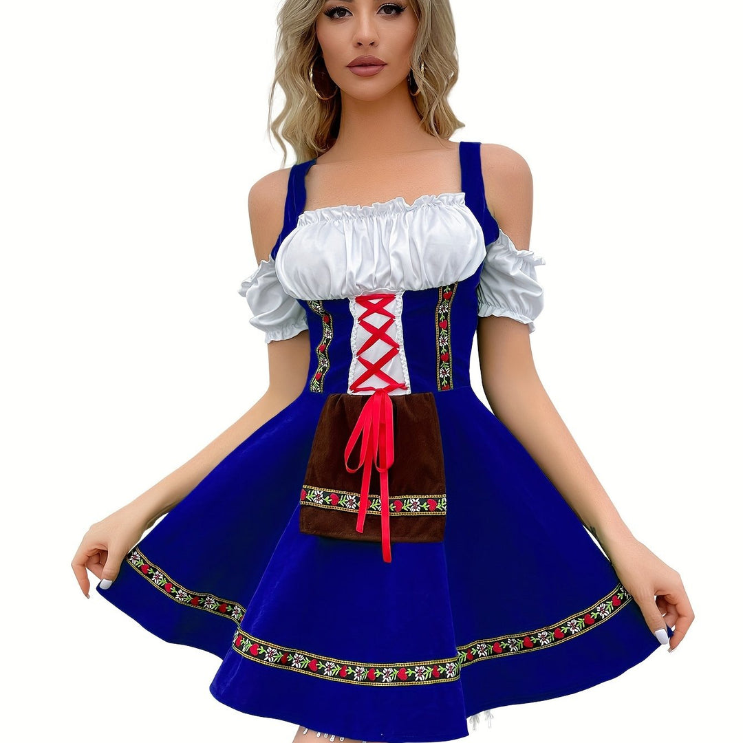 Women's Dirndl Dress Cotton Off-Shoulder Festive Wedding Guest