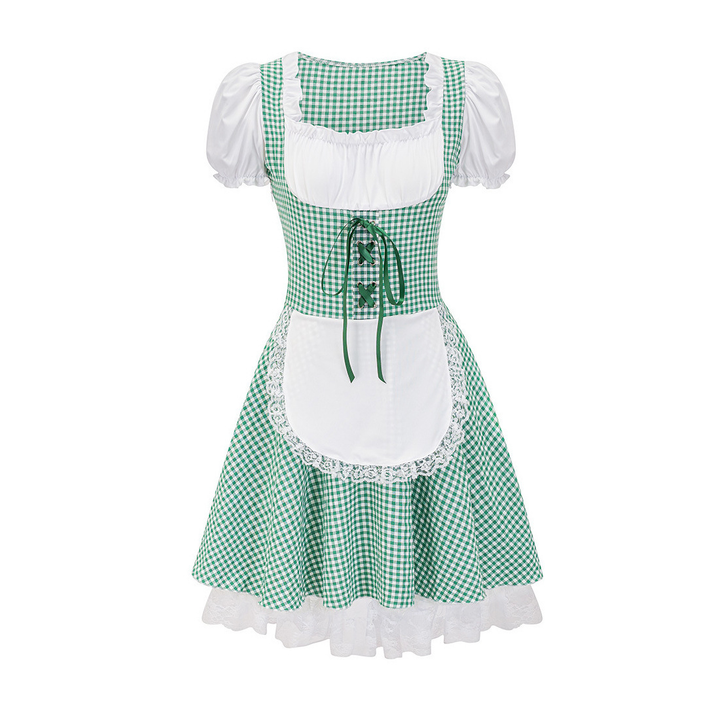 Women's Dirndl Dress Cotton Off-Shoulder Festive Checkered Pattern