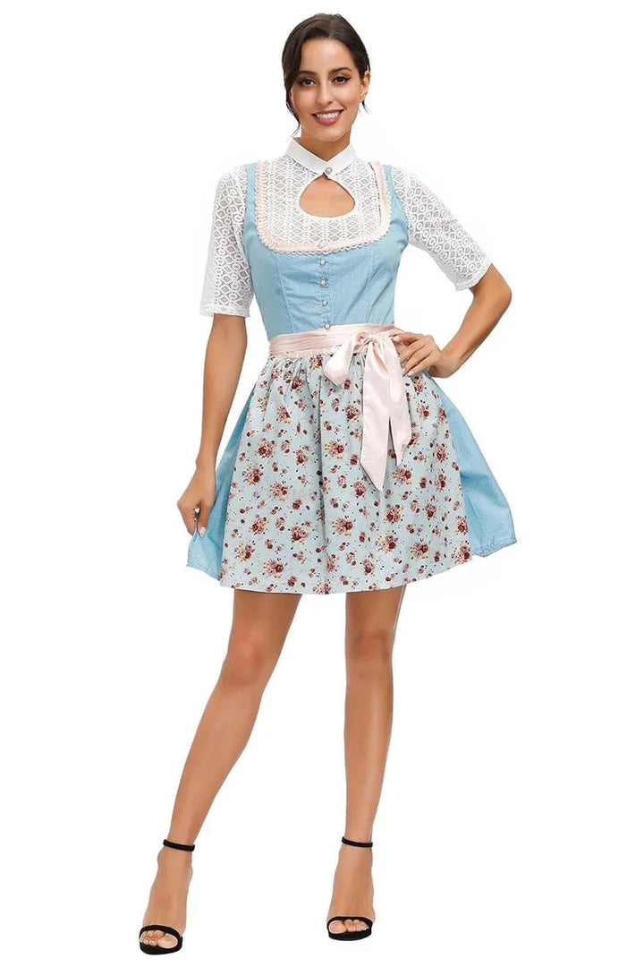 Women's Dirndl Dress Cotton Traditional Fitted