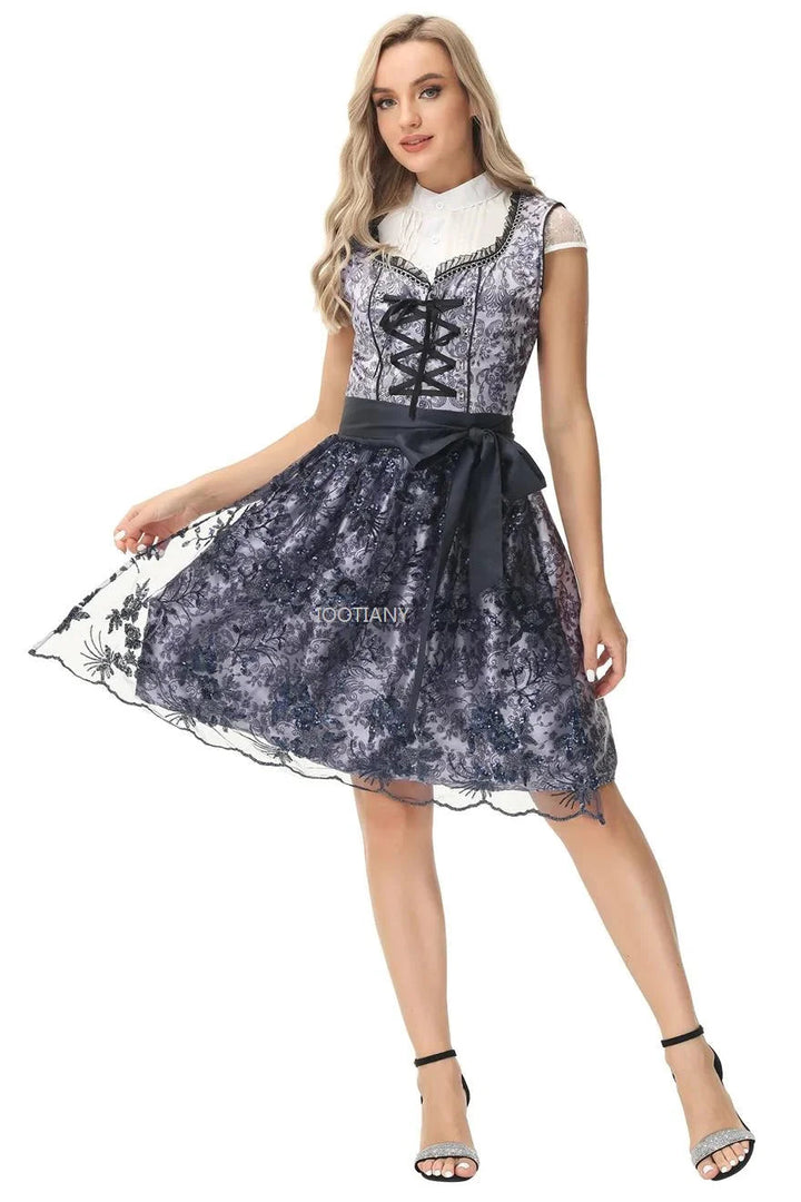Women's Dirndl Dress Cotton Traditional Fitted