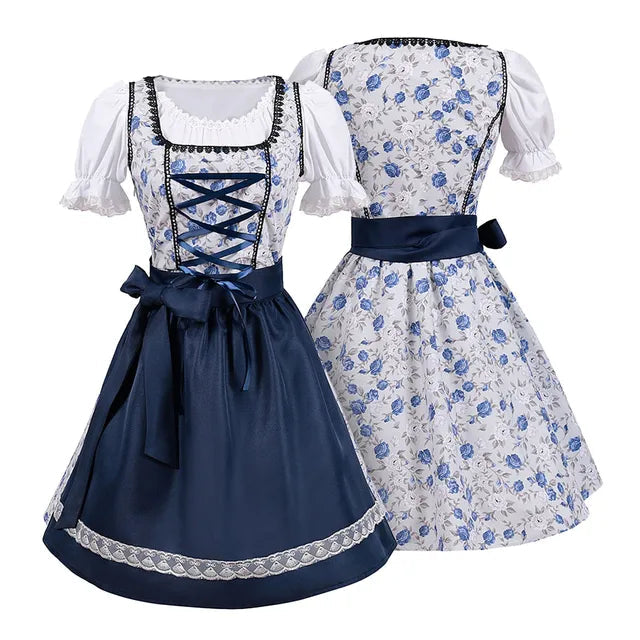 Women's Dirndl Dress Cotton Traditional Costume Dress Elegant