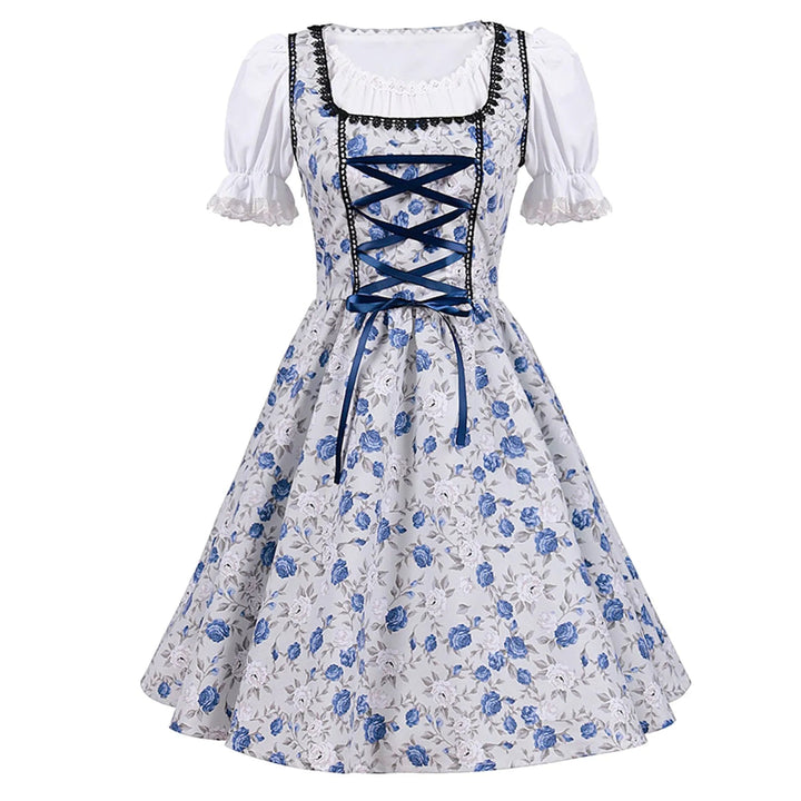 Women's Dirndl Dress Cotton Traditional Costume Dress Elegant