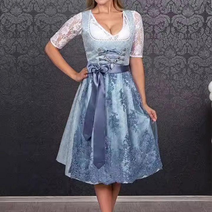 Women's Dirndl Dress Cotton Traditional for Oktoberfest and Festivities