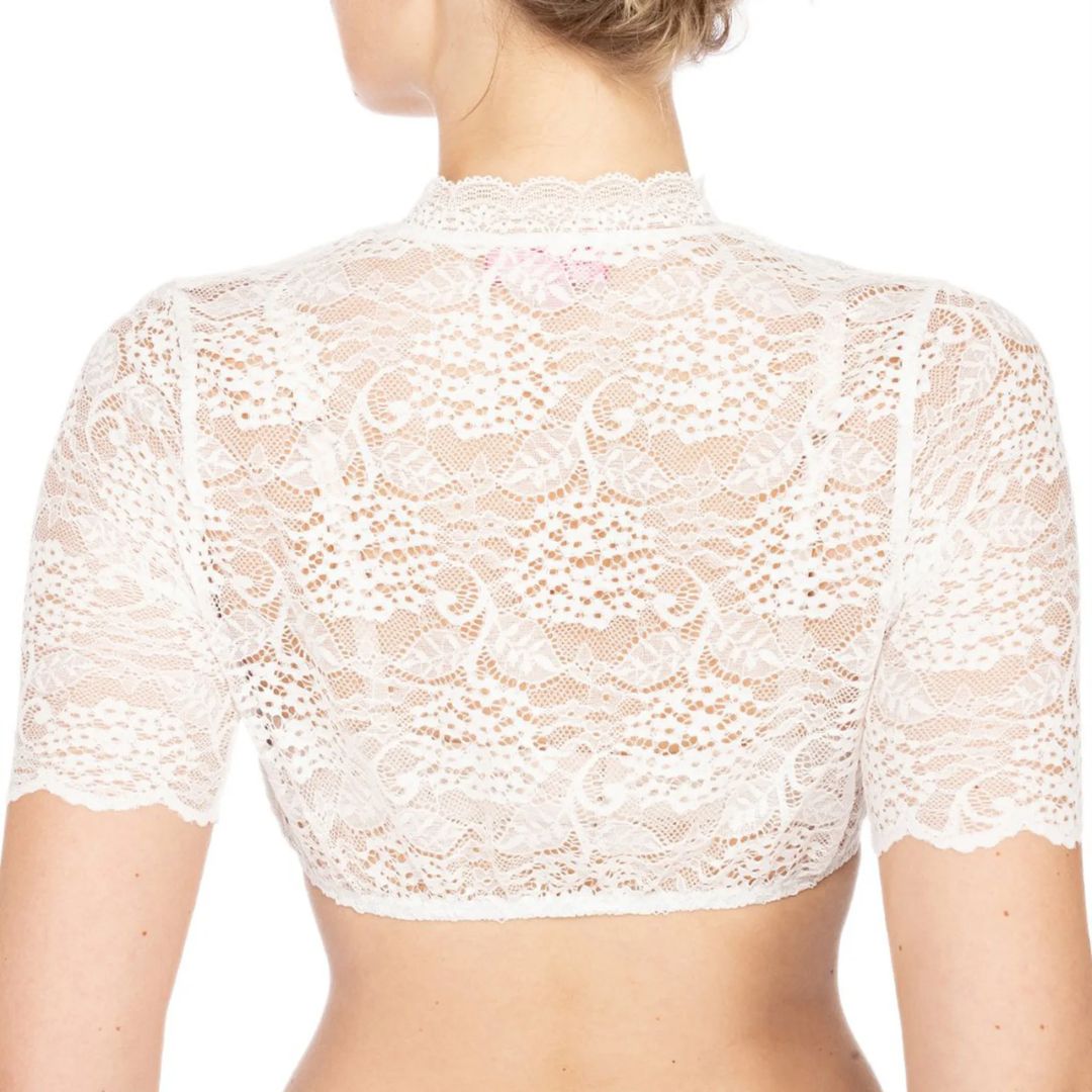 Women's Dirndl Blouse Lace Elegant with Seductive Neckline and High-Quality Cotton