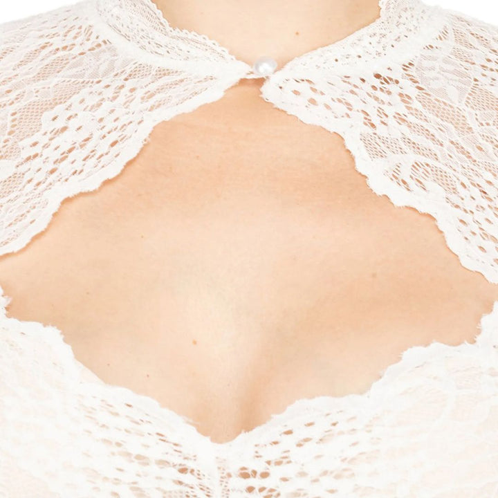 Women's Dirndl Blouse Lace Elegant with Seductive Neckline and High-Quality Cotton