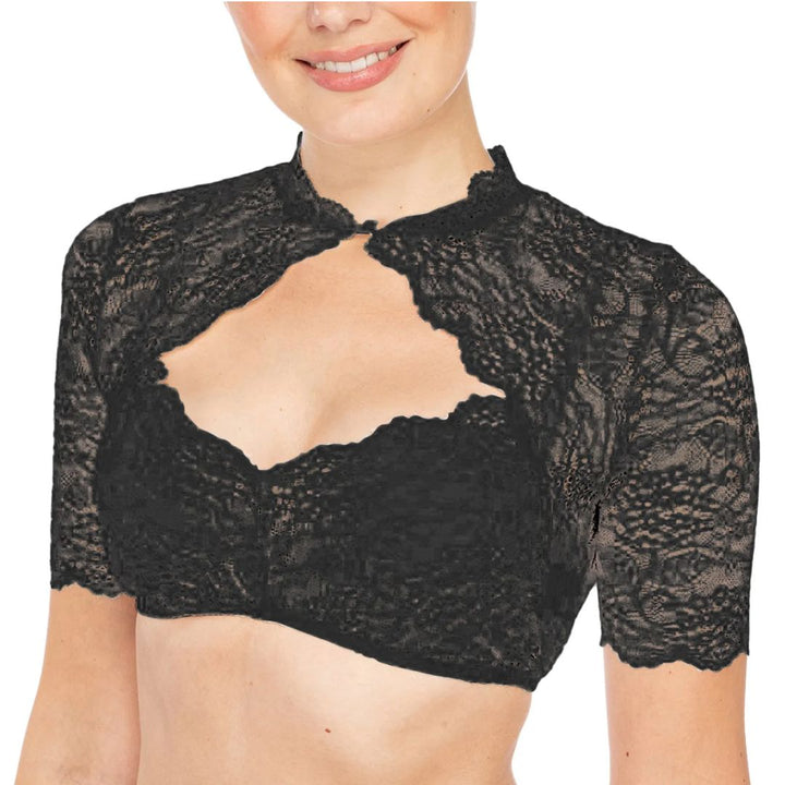 Women's Dirndl Blouse Lace Elegant with Seductive Neckline and High-Quality Cotton