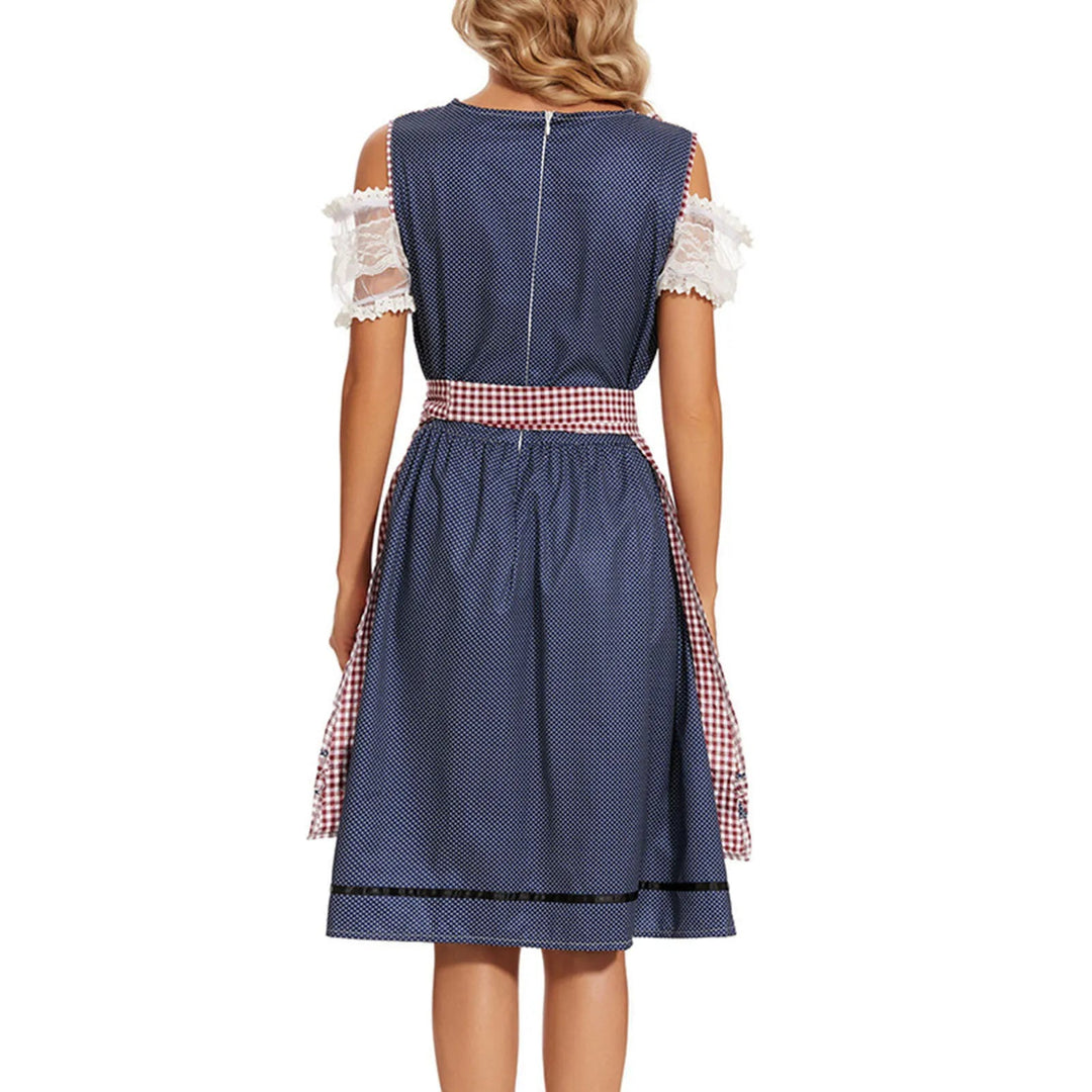 Damen Dirndlkleid Baumwolle Traditionell Modernes Karomuster