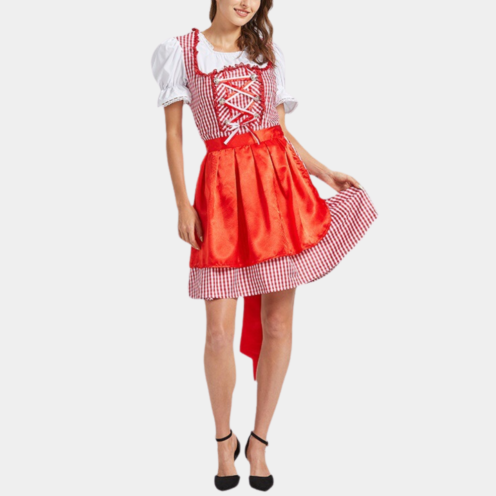 Women's Dirndl Dress Cotton Traditional Costume Dress for Oktoberfest and Festivals