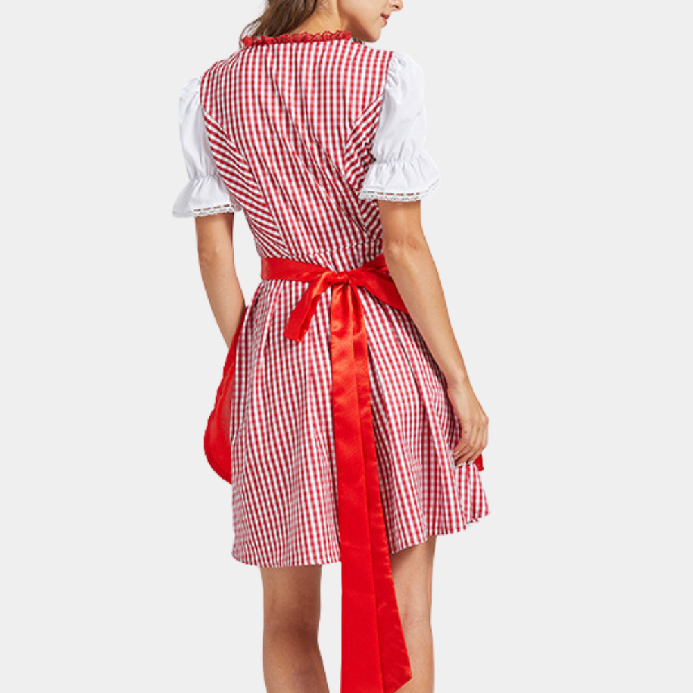 Women's Dirndl Dress Cotton Traditional Costume Dress for Oktoberfest and Festivals