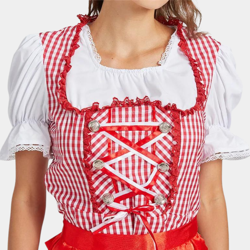Women's Dirndl Dress Cotton Traditional Costume Dress for Oktoberfest and Festivals