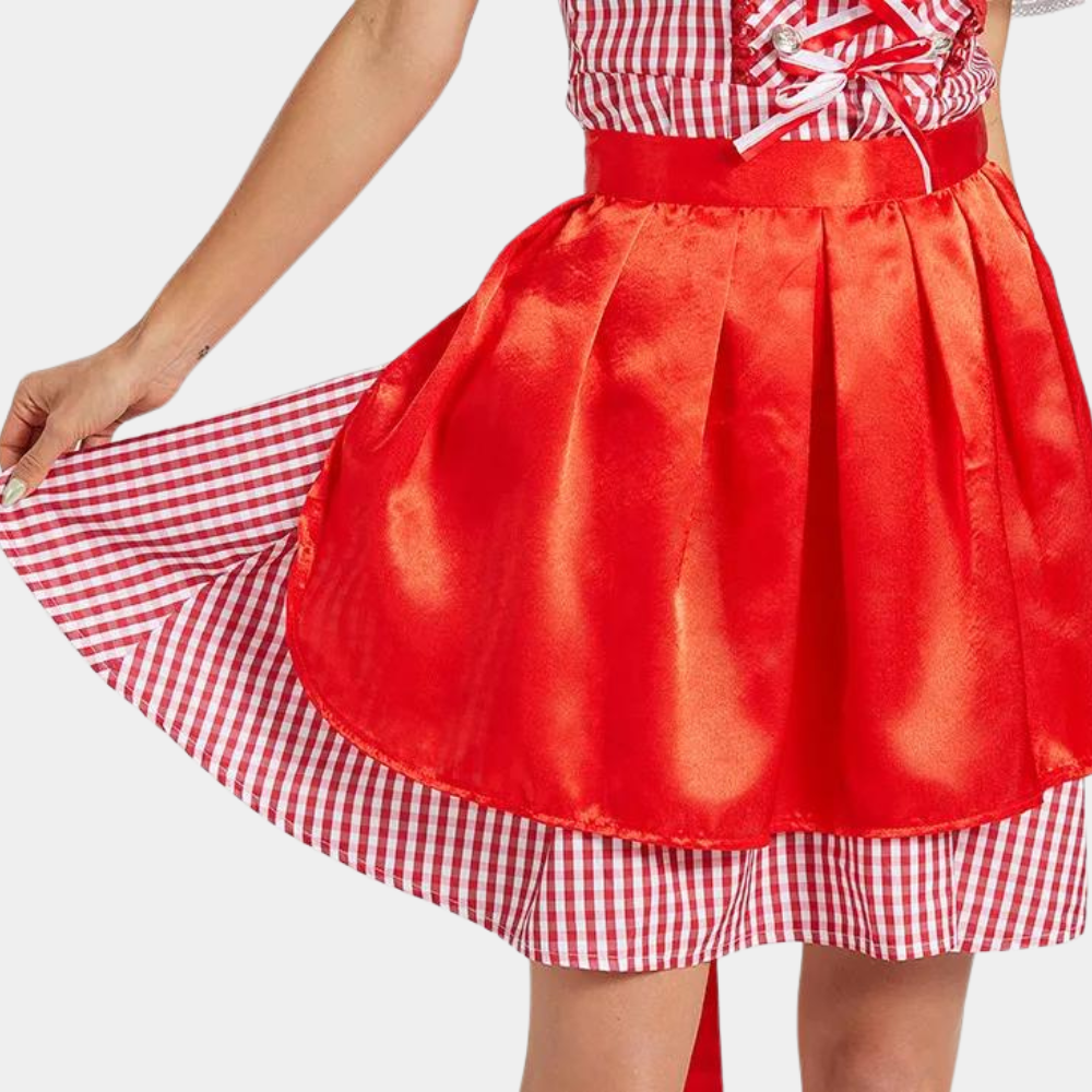 Women's Dirndl Dress Cotton Traditional Costume Dress for Oktoberfest and Festivals