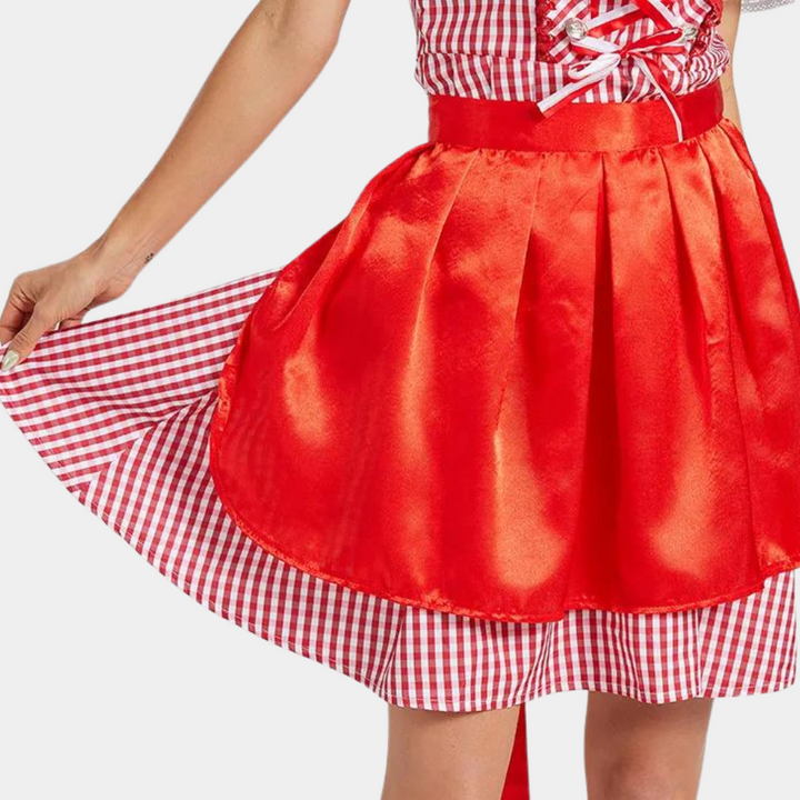 Women's Dirndl Dress Cotton Traditional Costume Dress for Oktoberfest and Festivals