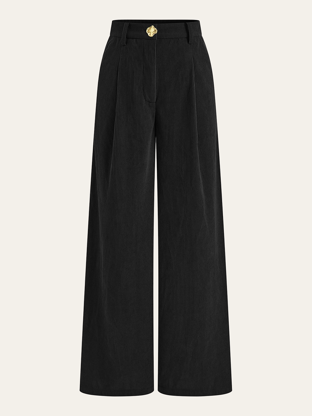 Damen Cordhose – Weites Bein, Faltenhose, Mittlere Taille, Elegant & Modern