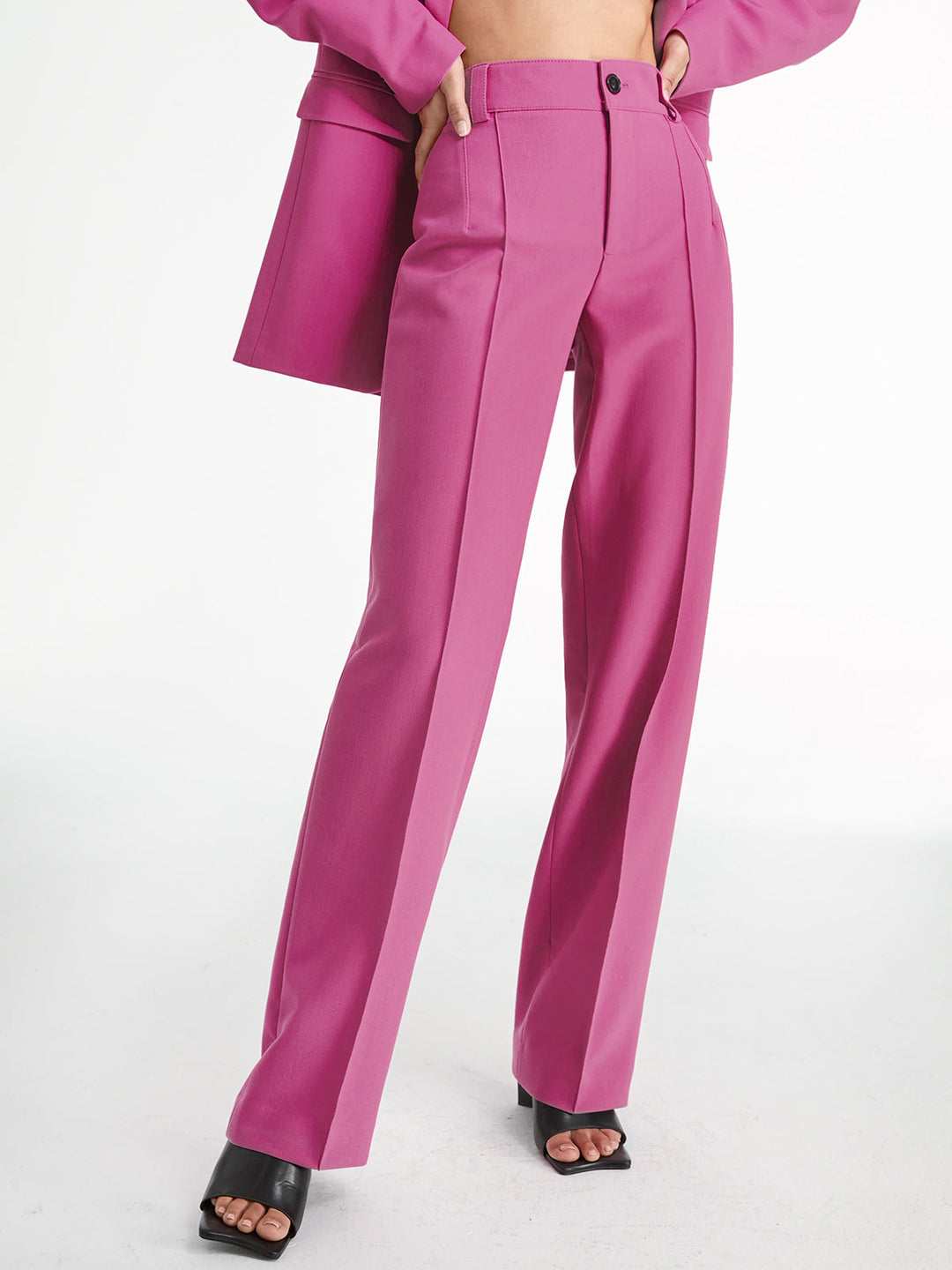 Women's Straight Pants Woven Fabric High-Waisted