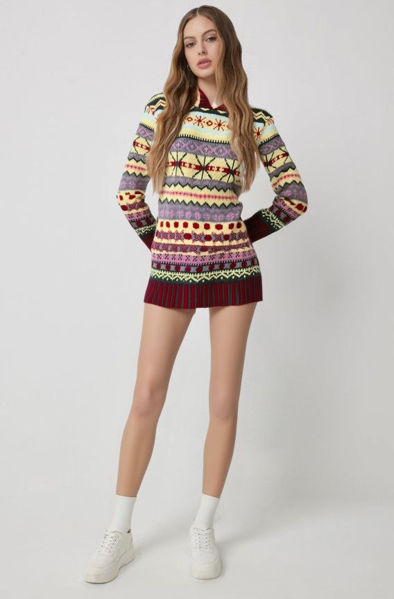 Pull en grosse maille pour femmes style norvégien en laine – Pulls chauds pour femmes au look décontracté