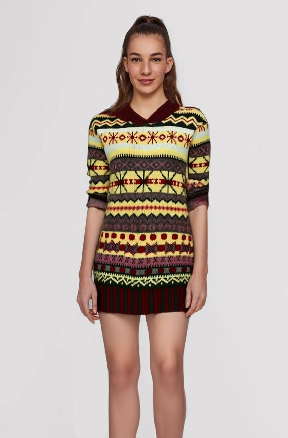 Pull en grosse maille pour femmes style norvégien en laine – Pulls chauds pour femmes au look décontracté