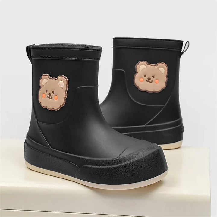 Damen Gummistiefel Gummi Wasserfest mit Bärendesign Rutschfeste Sohle