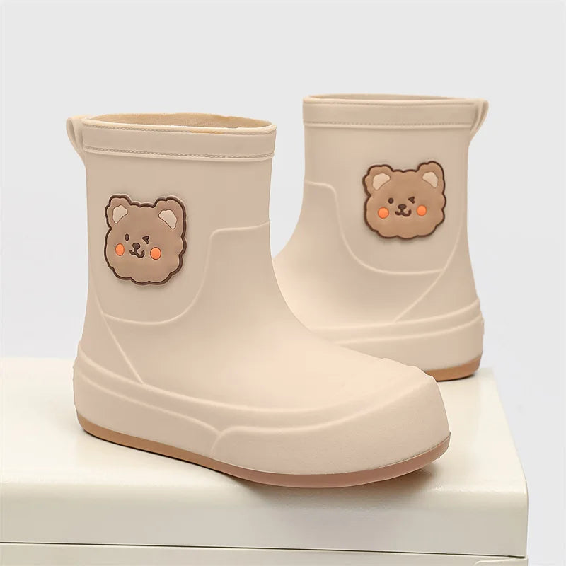 Damen Gummistiefel Gummi Wasserfest mit Bärendesign Rutschfeste Sohle