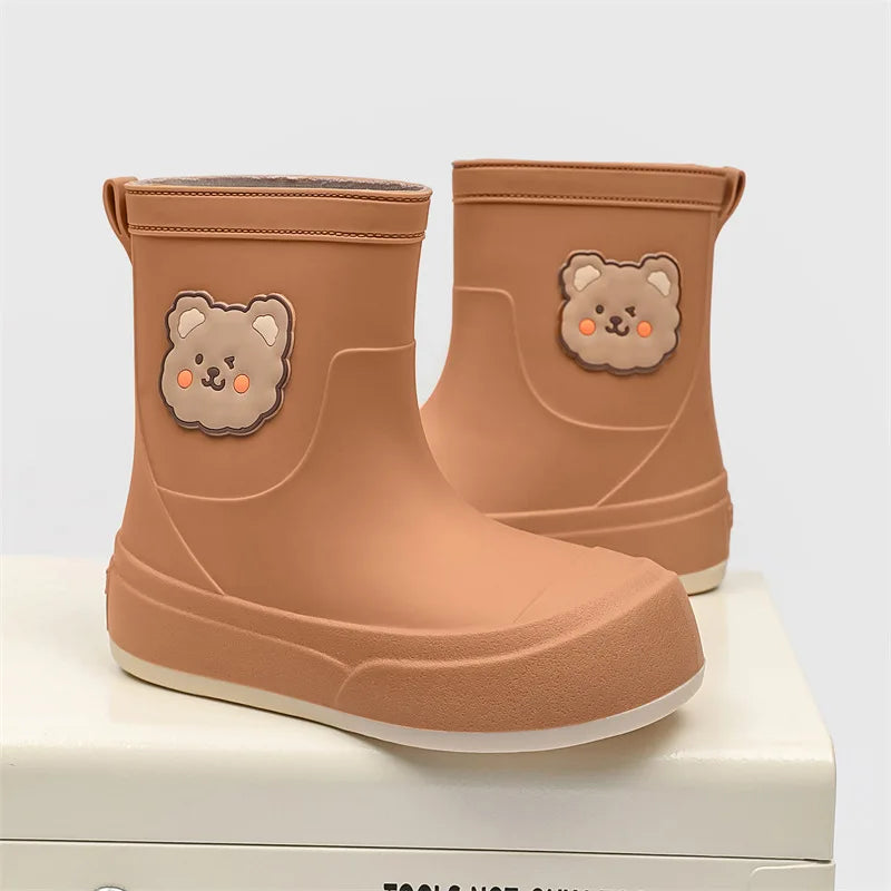 Damen Gummistiefel Gummi Wasserfest mit Bärendesign Rutschfeste Sohle