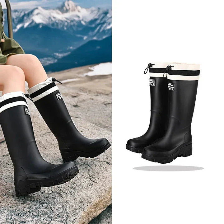 Damen Gummistiefel Retro Stil Wasserfest Antirutsch