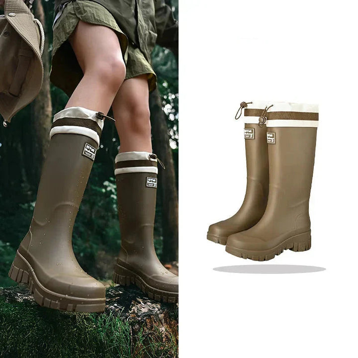Damen Gummistiefel Retro Stil Wasserfest Antirutsch