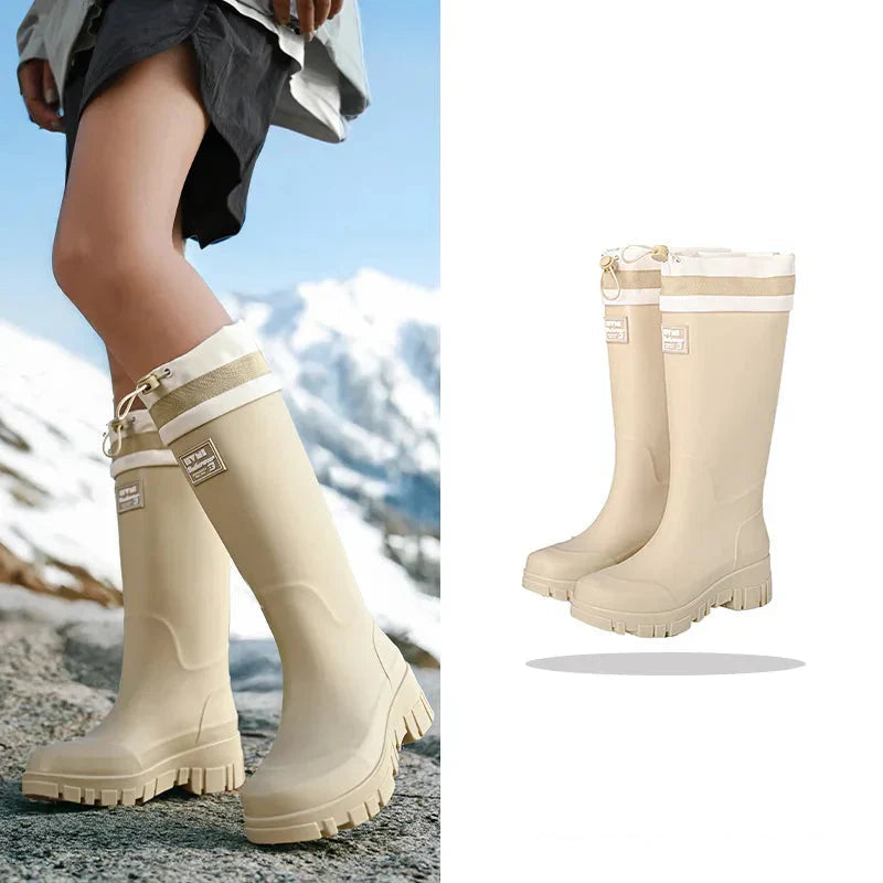 Damen Gummistiefel Retro Stil Wasserfest Antirutsch