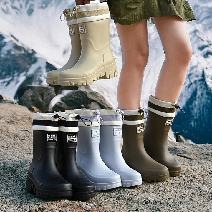 Damen Gummistiefel Retro Stil Wasserfest Antirutsch