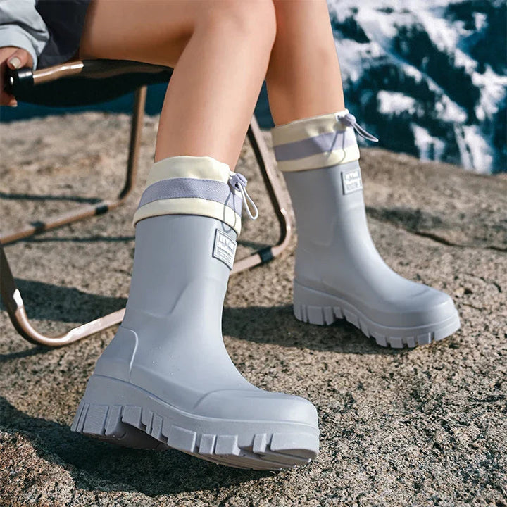 Damen Gummistiefel Retro Stil Wasserfest Antirutsch