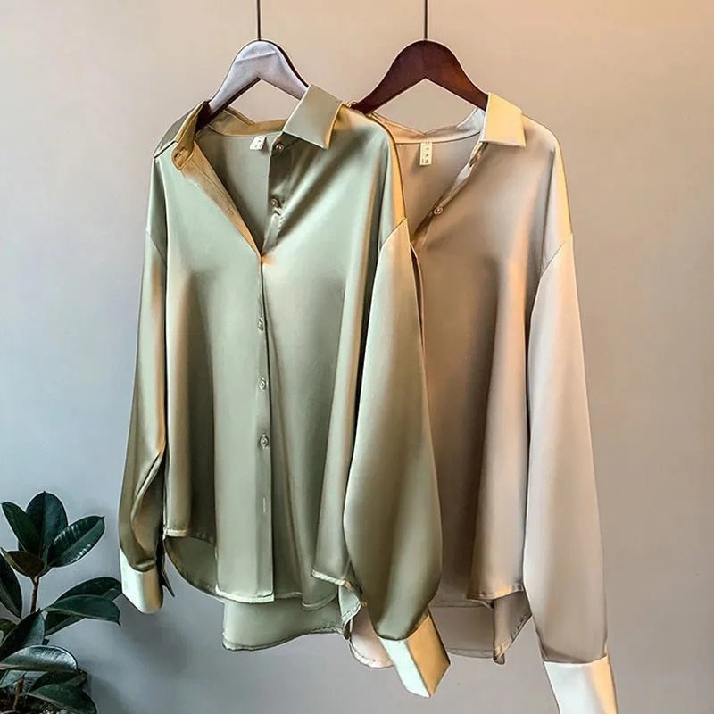 Women's Shirt Silk Vintage Style Elegant