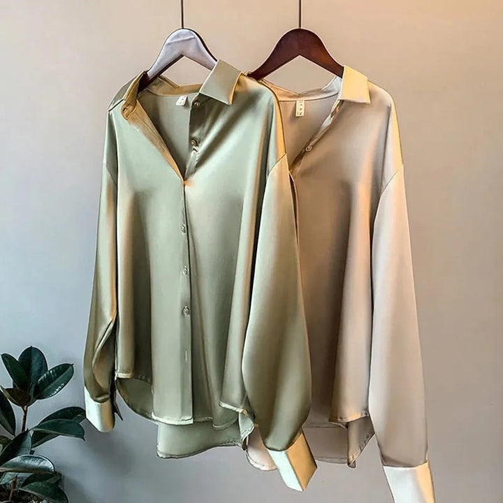 Women's Shirt Silk Vintage Style Elegant