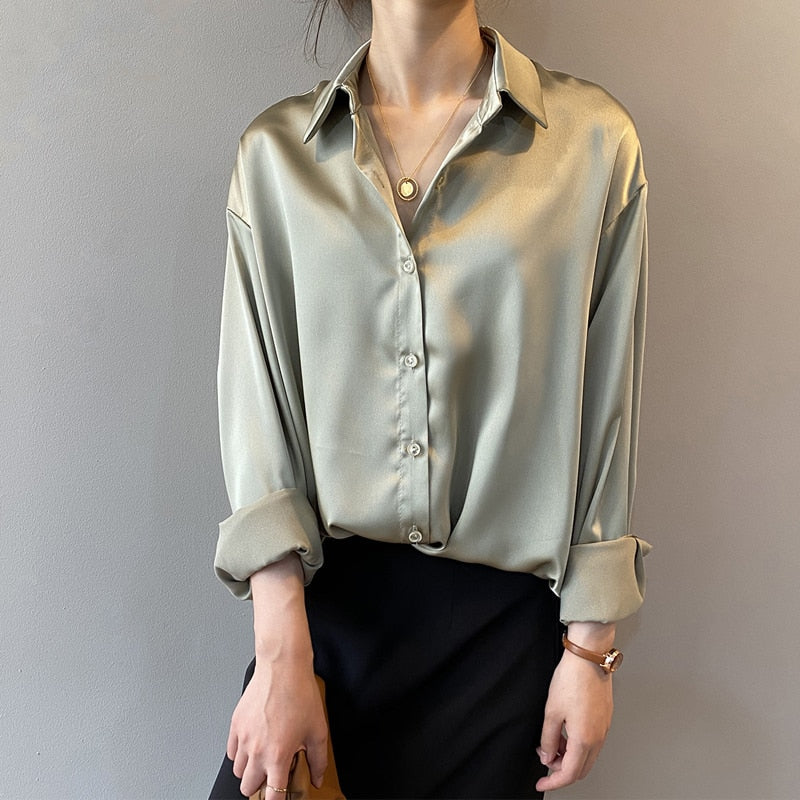 Women's Shirt Silk Vintage Style Elegant