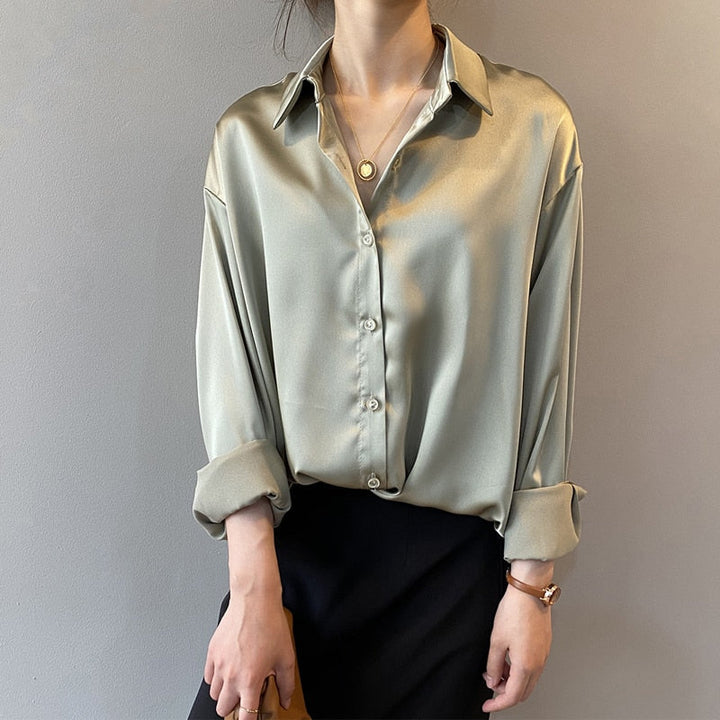 Women's Shirt Silk Vintage Style Elegant